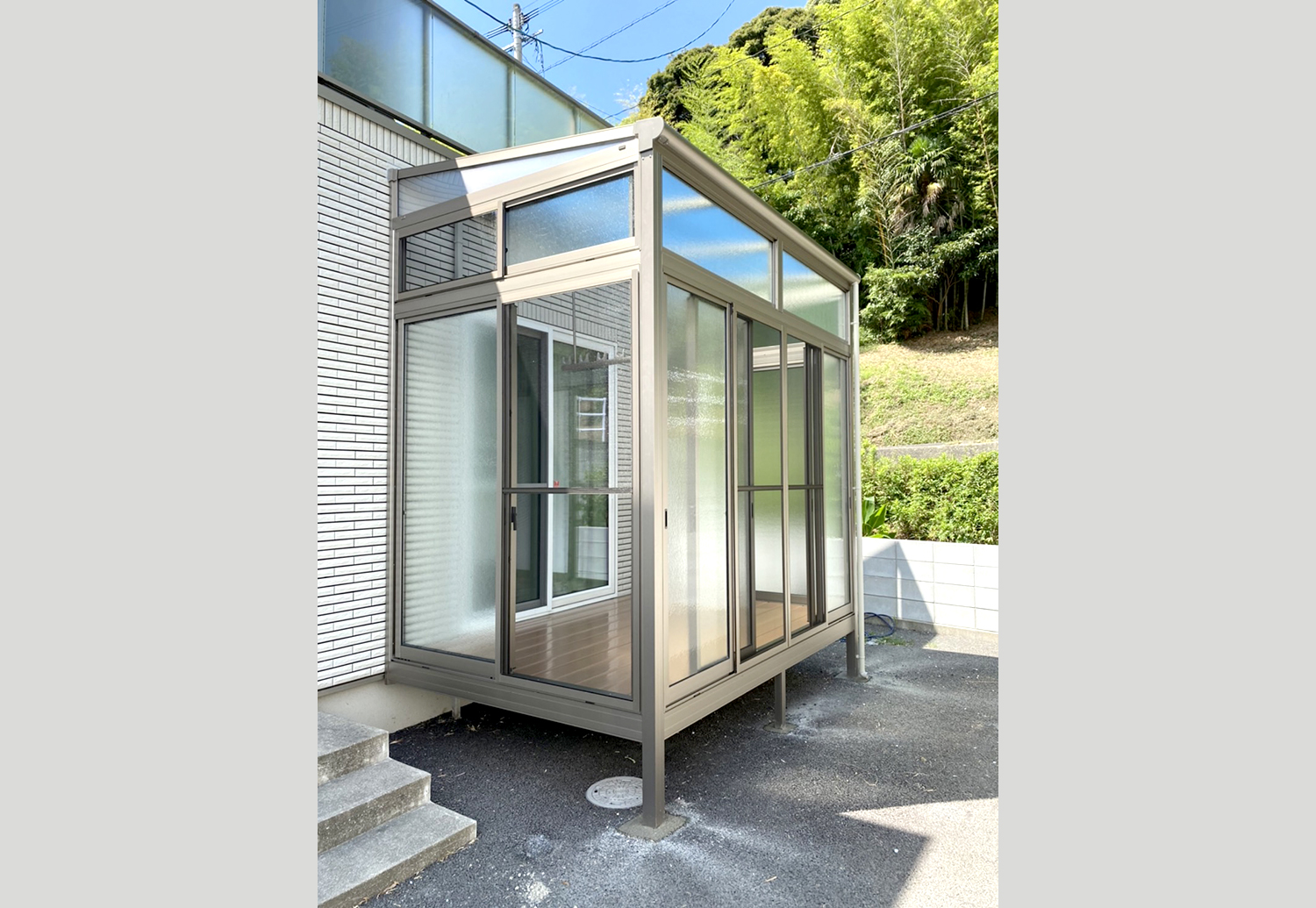 既存デッキを移設してサンルームを設置したい | リフォーム事例 | Nissho